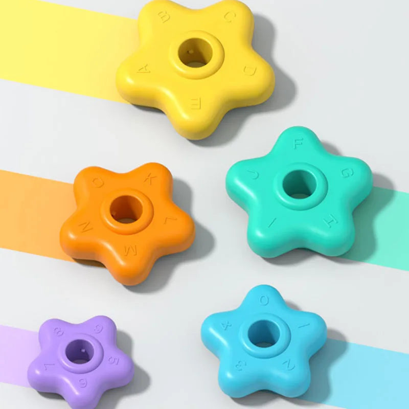 Montessori Rotating Rainbow Tower Baby stacking Puzzle Toys Children Develop Motor Skills Game Spinning Stacking Toys Kids Gift