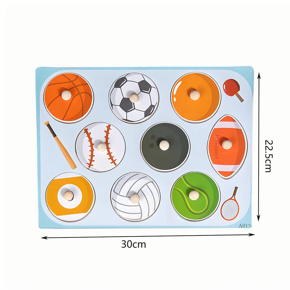 Children Wooden Puzzle Montessori Toys For Baby 1 to 2 3 Years Old Kids Hand Grab Board Educational Learning Matching Games