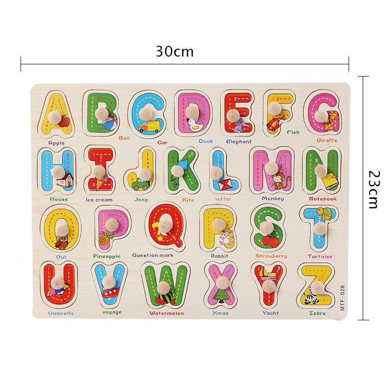 Children Wooden Puzzle Montessori Toys For Baby 1 to 2 3 Years Old Kids Hand Grab Board Educational Learning Matching Games