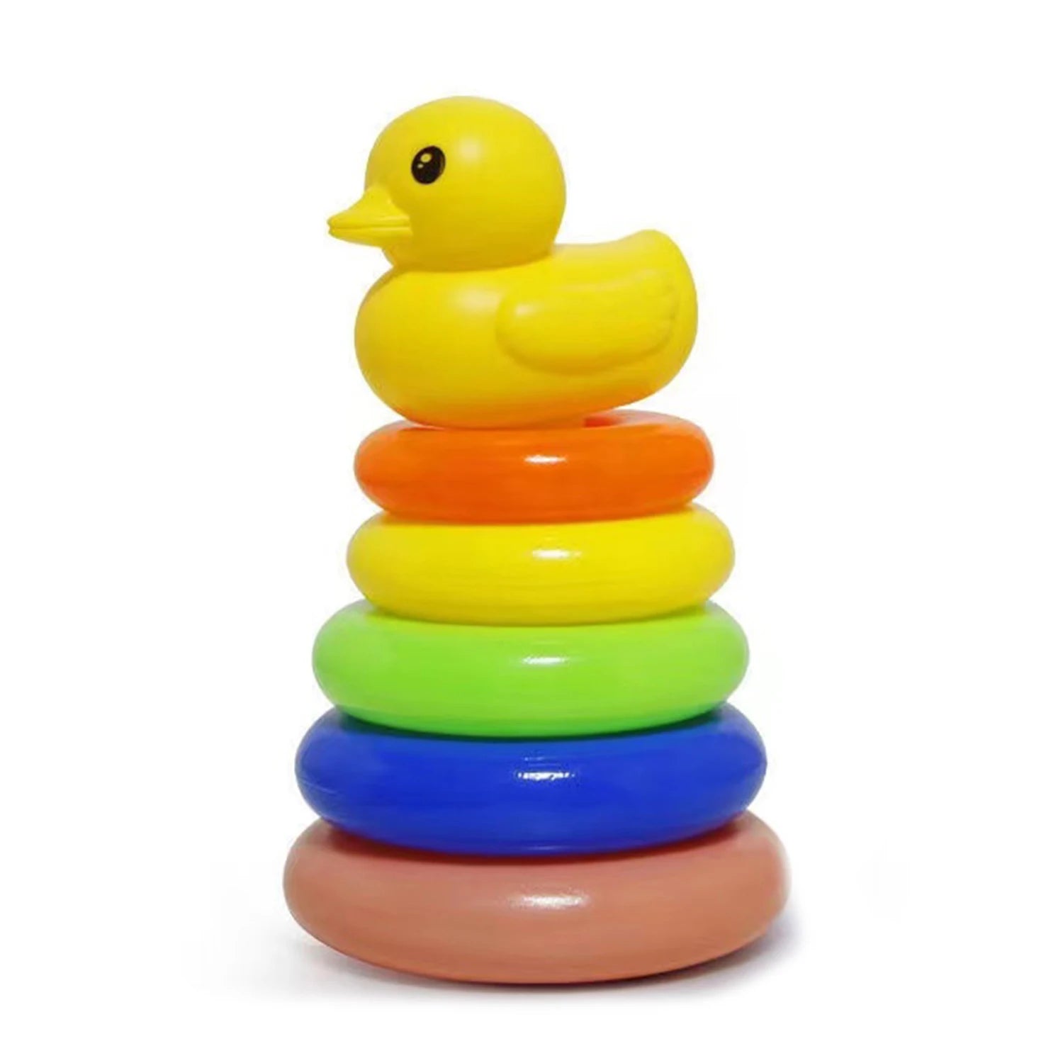Infant Rainbow Stacking Toys for 0-3 Years - Developmental Puzzle Rings with Cute Duck Design