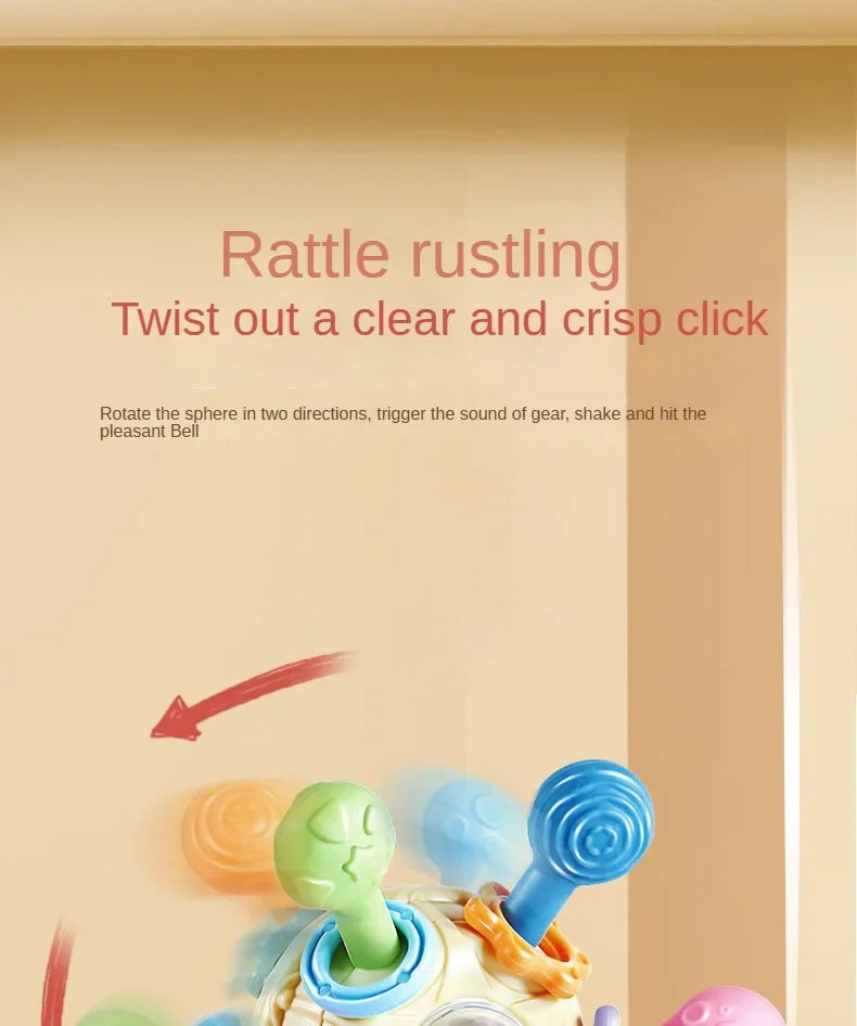 Baby Toys 0 12 Months Rotating Rattle Ball Grasping Activity Baby Development Toy Silicone Rattles Baby Sensory Toys for Babies