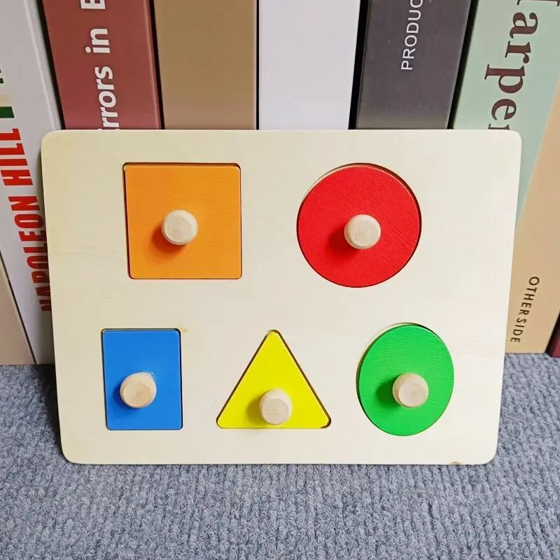 Wooden Montessori Toy Building Blocks Early Learning Educational Toys Color Shape Match Kids Puzzle Toys For Children Boys Girls