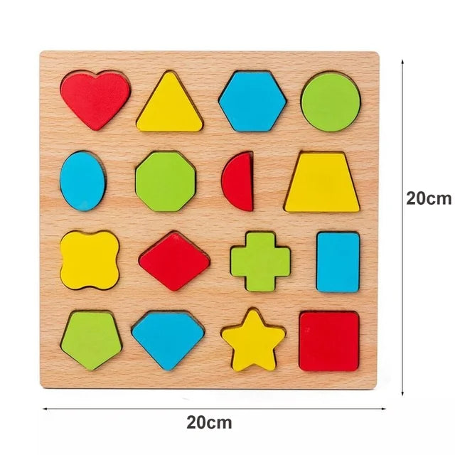 Children Wooden Puzzle Montessori Toys For Baby 1 to 2 3 Years Old Kids Hand Grab Board Educational Learning Matching Games