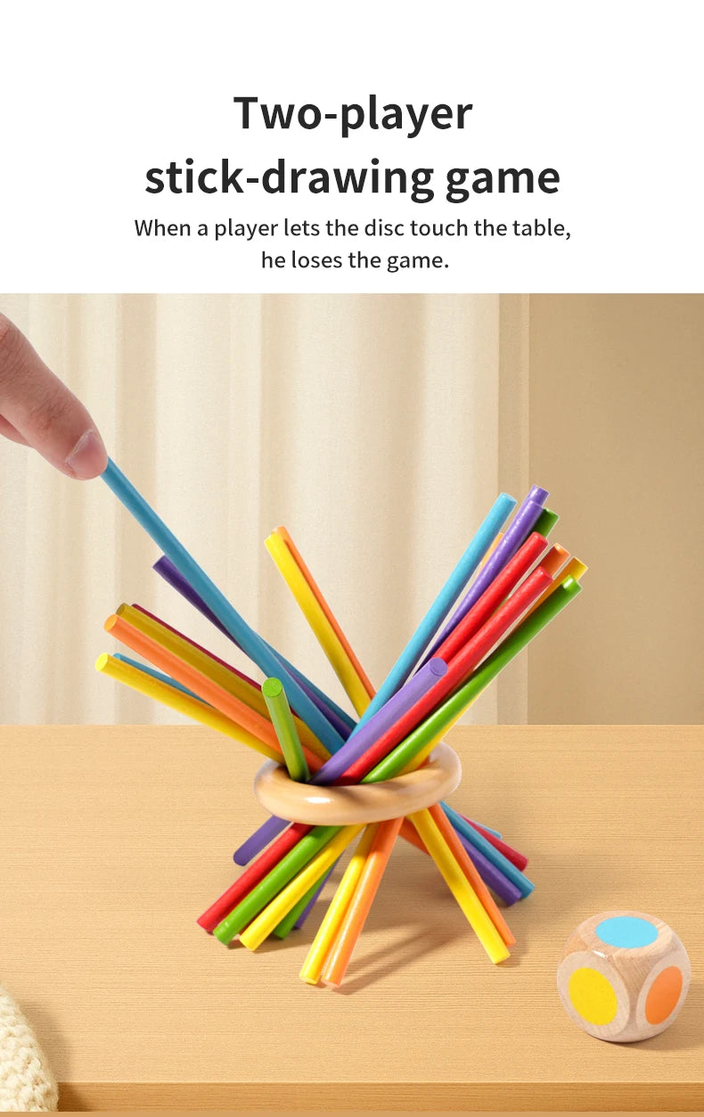 Baby Montessori Sensory Fine Motor Skills Toy Color Cognitive Learning Counting Sticks Game Educational Kids Balance Wooden Toys