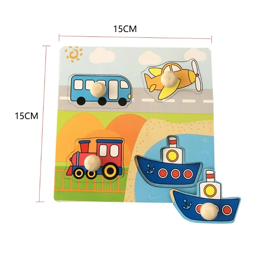 Children Wooden Puzzle Montessori Toys For Baby 1 to 2 3 Years Old Kids Hand Grab Board Educational Learning Matching Games