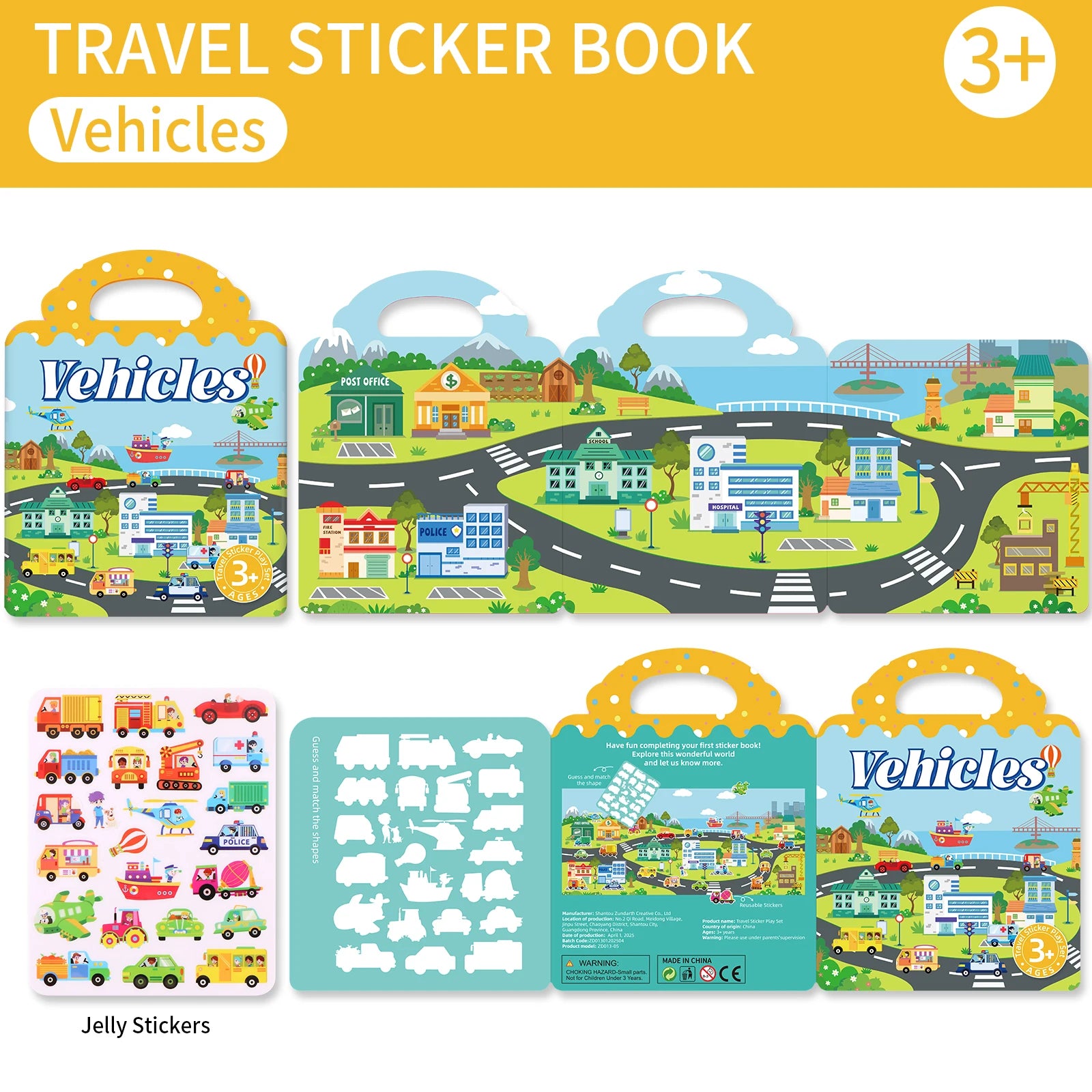 Kids' Reusable DIY Sticker Books Multi-Theme Bubble Sticker Jelly Stickers Portable Montessori Sticker Toy Gifts for Children