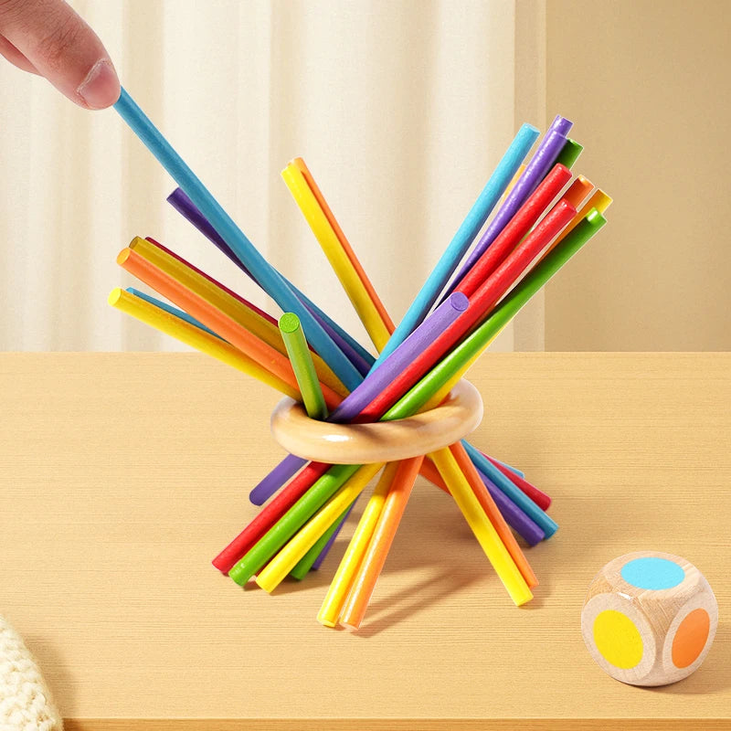 Baby Montessori Sensory Fine Motor Skills Toy Color Cognitive Learning Counting Sticks Game Educational Kids Balance Wooden Toys