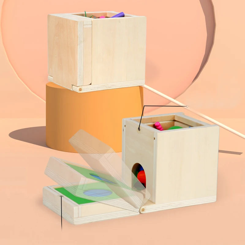 6-in-1 Montessori Wooden Toy Play Set - Object Permanence Box, Coin Box, Shape Sorter & Ball Drop