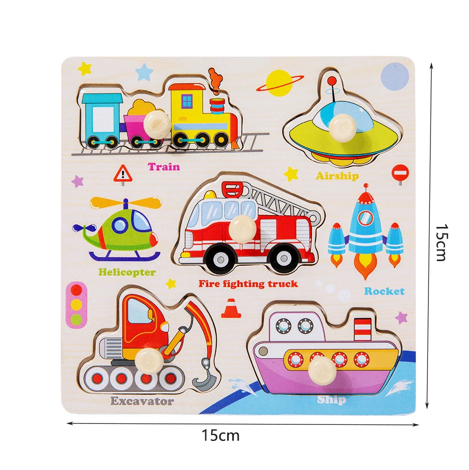 Children Wooden Puzzle Montessori Toys For Baby 1 to 2 3 Years Old Kids Hand Grab Board Educational Learning Matching Games