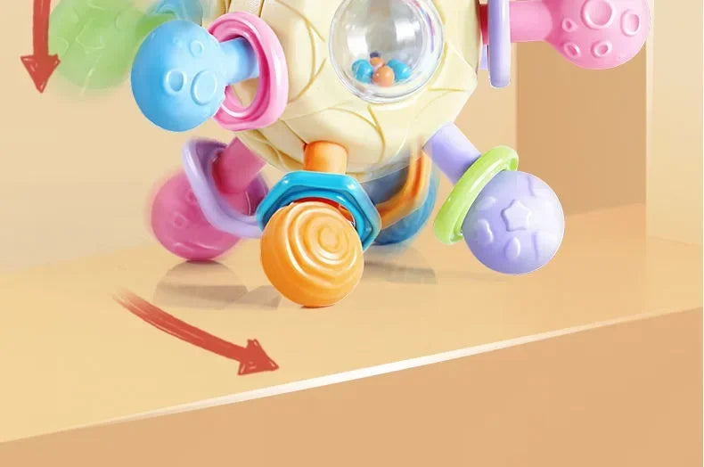 Baby Toys 0 12 Months Rotating Rattle Ball Grasping Activity Baby Development Toy Silicone Rattles Baby Sensory Toys for Babies
