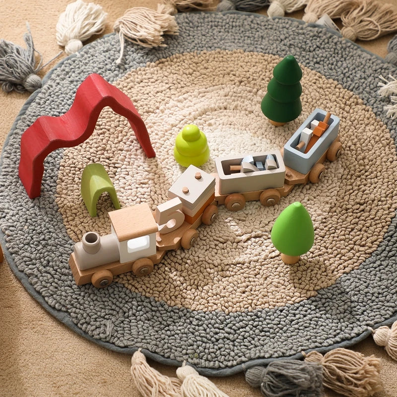 Wooden Train Birthday Toy Montessori Toys Baby Educational Toys Wooden Trolley Baby Learning Toys Number Of Wood Baby's Toys