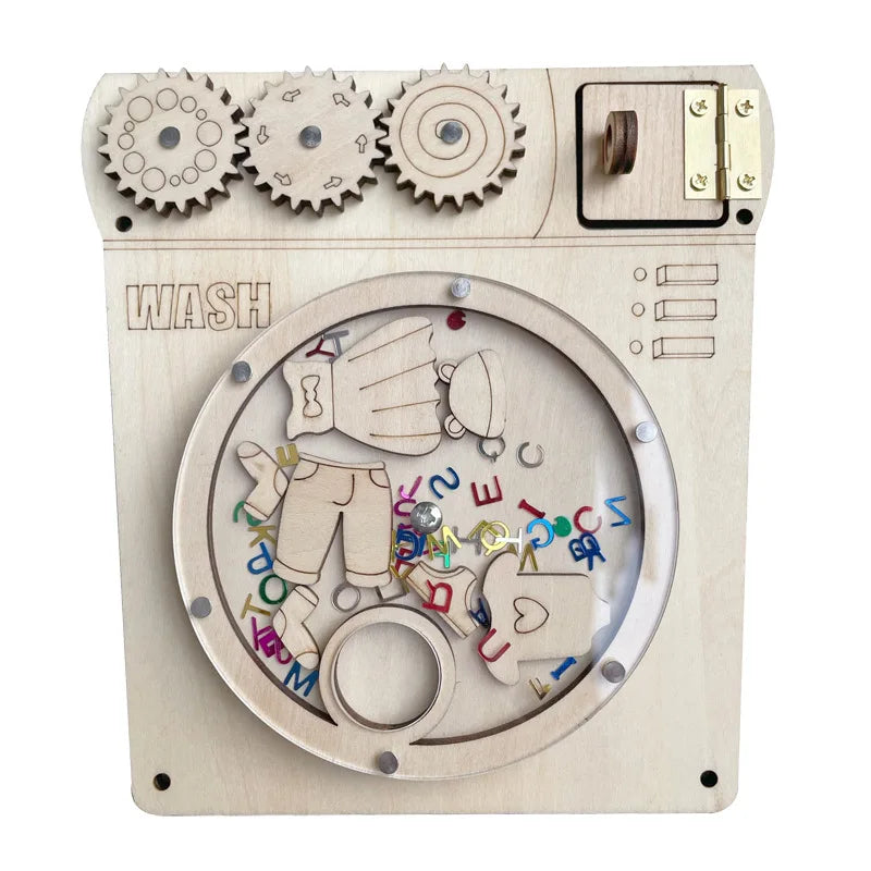 Montessori Busy Board Accessories Wooden Toy Combination Matching Doorbell Gear Graphics Educational Toy Education Trainig Toy