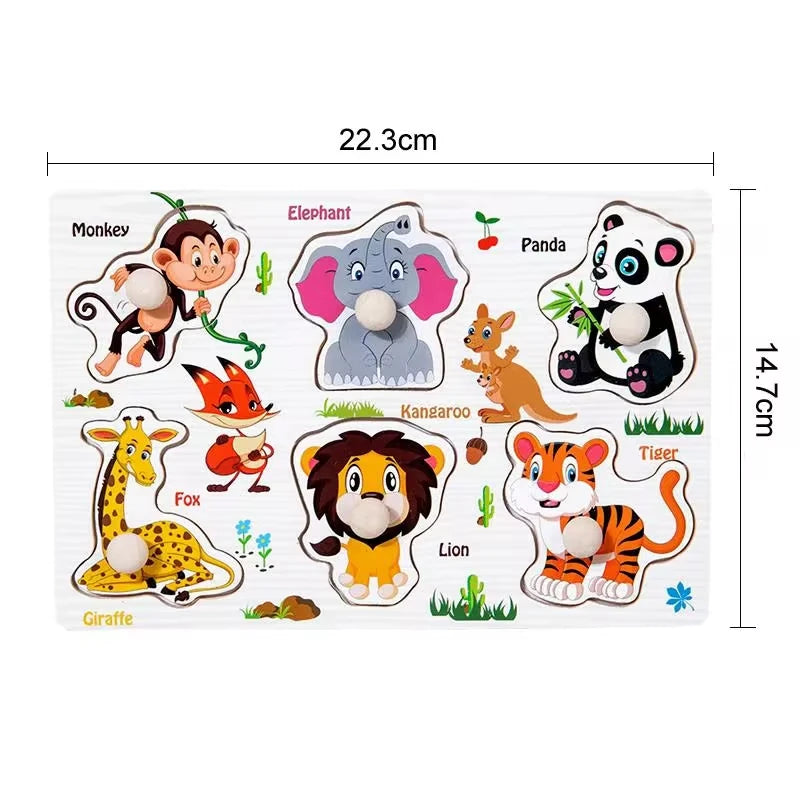 Children Wooden Puzzle Montessori Toys For Baby 1 to 2 3 Years Old Kids Hand Grab Board Educational Learning Matching Games
