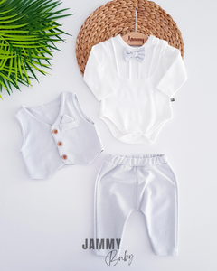 Adrian Vested 3-delige babyset - IJSGRIJS