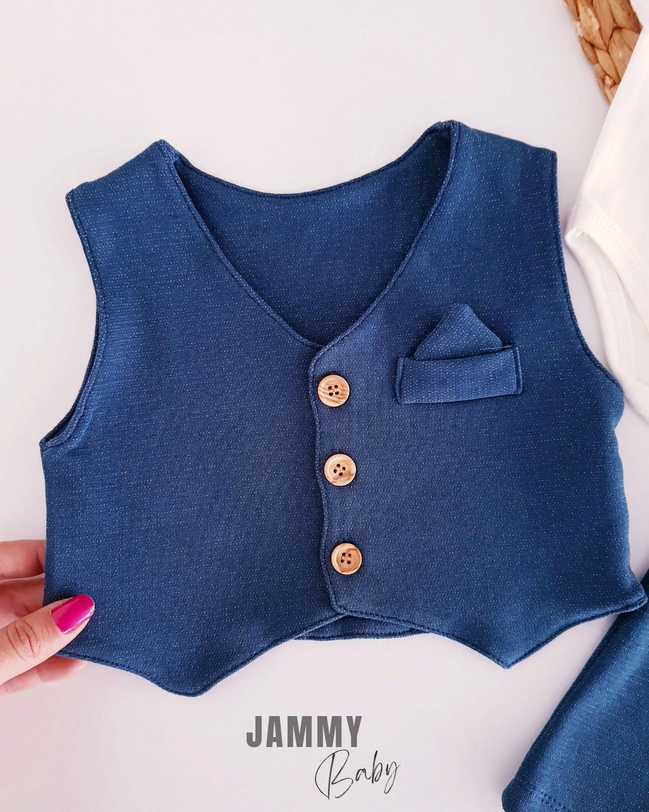 Adrian Vested 3-delige babyset-INDIGO