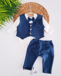 Adrian Vested 3-delige babyset-INDIGO