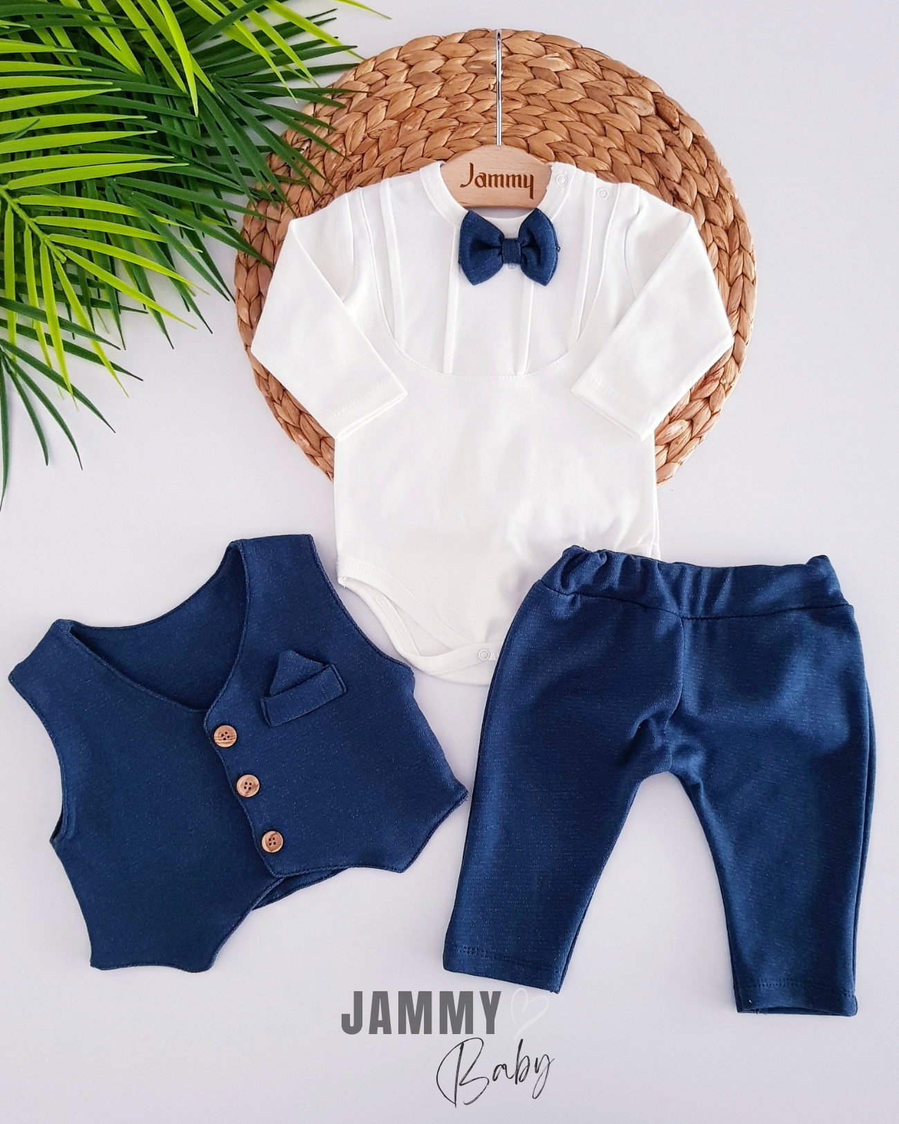 Adrian Vested 3-delige babyset-INDIGO