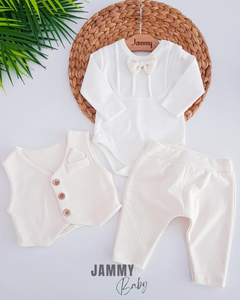 Adrian Vested 3-delige babyset - crème