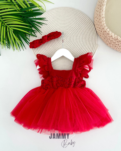 Alice Princess Tutu Bodysuit Dress for Babies - Soft, Breathable, Ecotex-Certified Fabric in Red