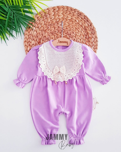 Amelia Gespen Kanten Robe Gedetailleerde Jumpsuit Set-LILA