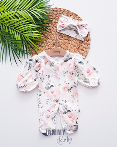 Annette Bow Bandana Jumpsuit Set - EKRU