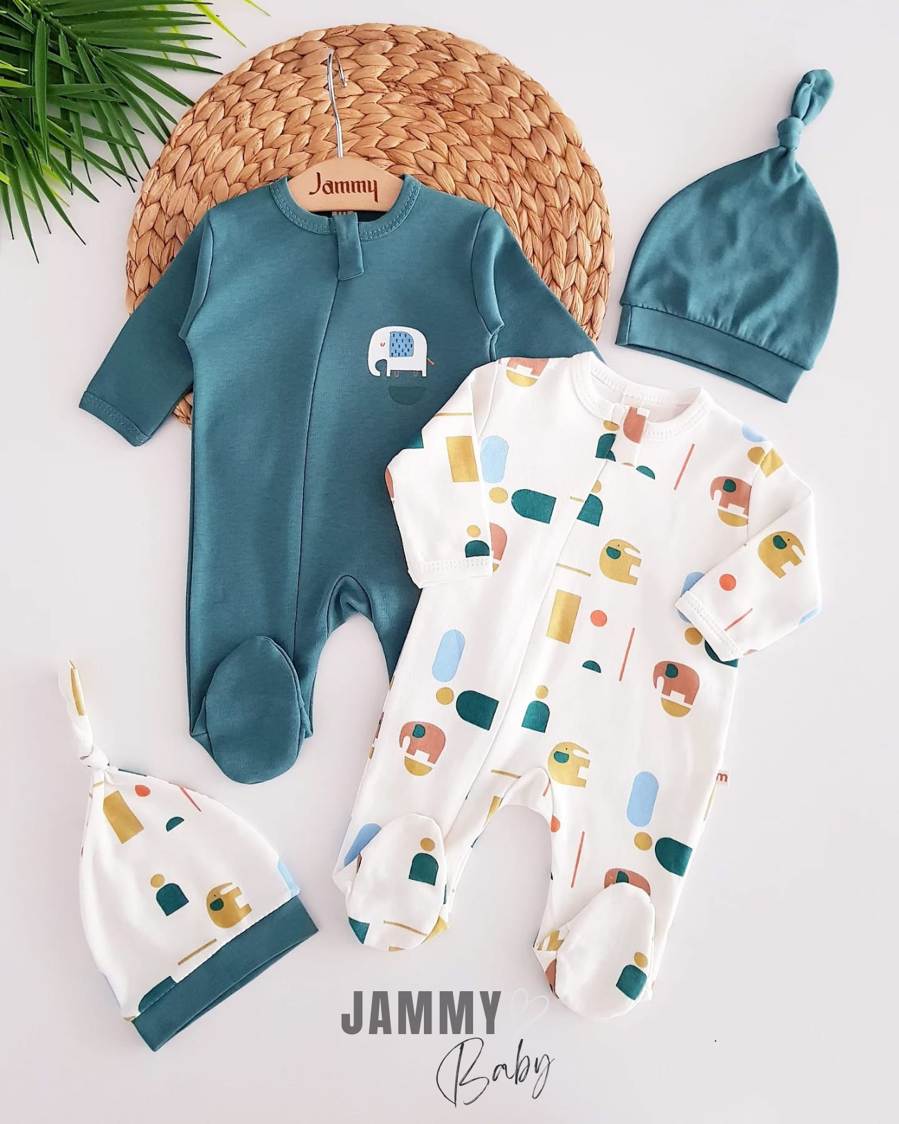 Ensemble 2 pièces pour bébé éléphant-VERT