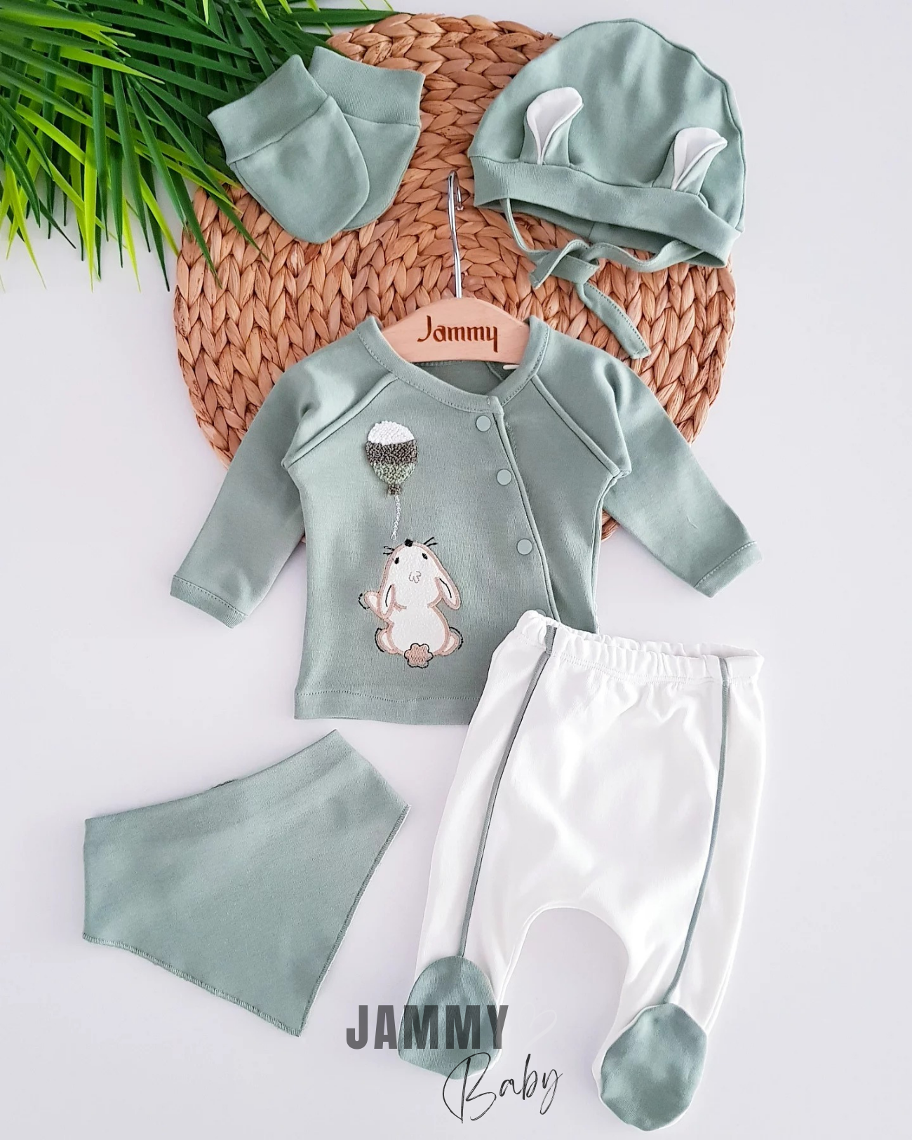 Balloon Rabbit's 5 Piece Newborn Set-GREEN