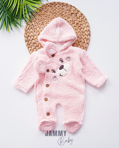 Bear Face Welsoft pluche hooded jumpsuit-ZALM