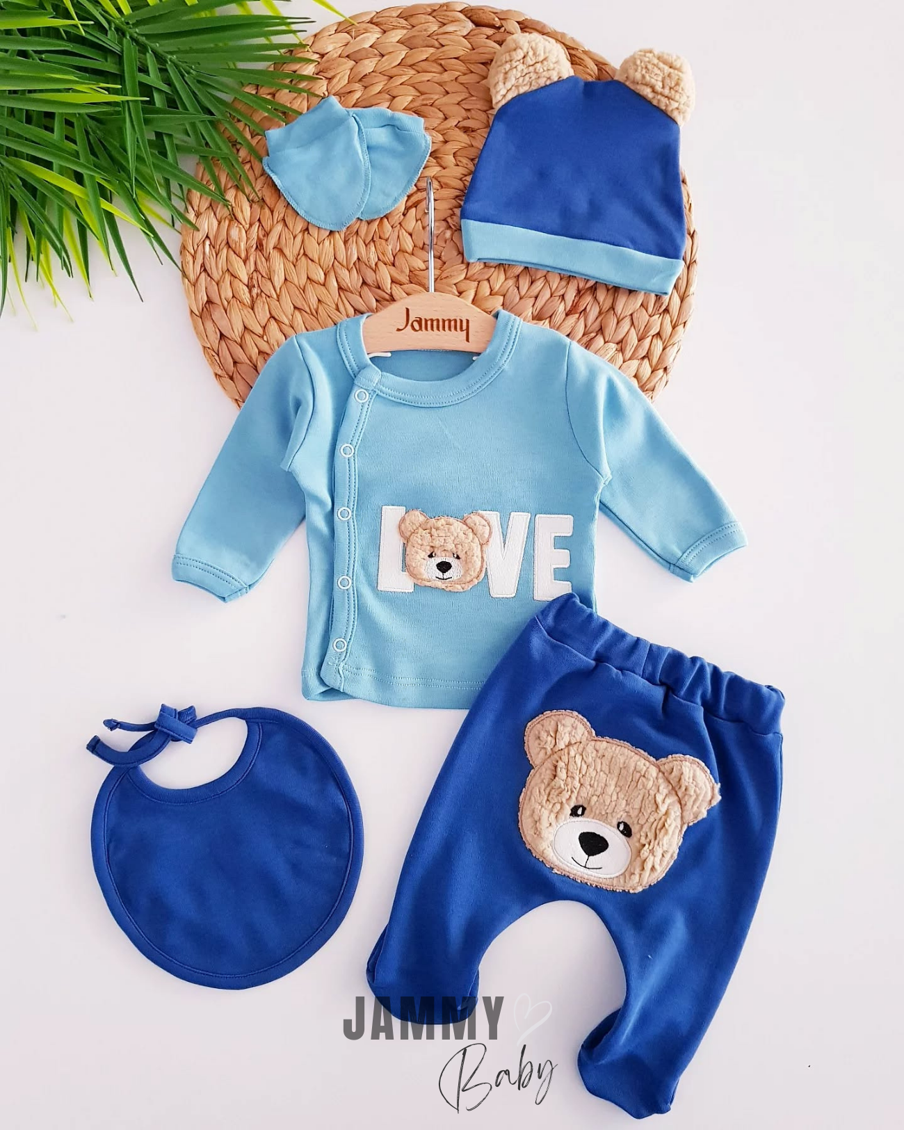 Bear Love 5 Piece Newborn Set-BLUE