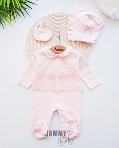 Beauty Baby Collar Lace Jumpsuit Set-PUDRA