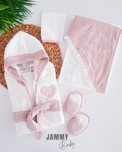 Bee Love 4 Piece Bathrobe Set-MILK COFFEE