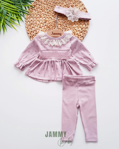 Waist Gipe Detailed Tights Bandana Suit-LIGHT LILA