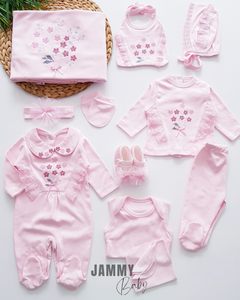 Bella Embroidered 11 Piece Hospital Discharge Set - PINK