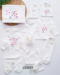 Bella Embroidered 11 Piece Hospital Discharge Set-WHITE