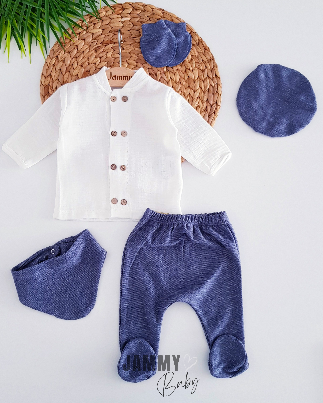 Beyzade Muslin 5 Piece Newborn Set-INDIGO