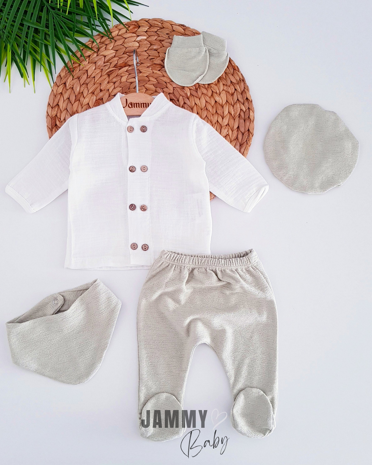 Beyzade Muslin 5 Piece Newborn Set-GREEN