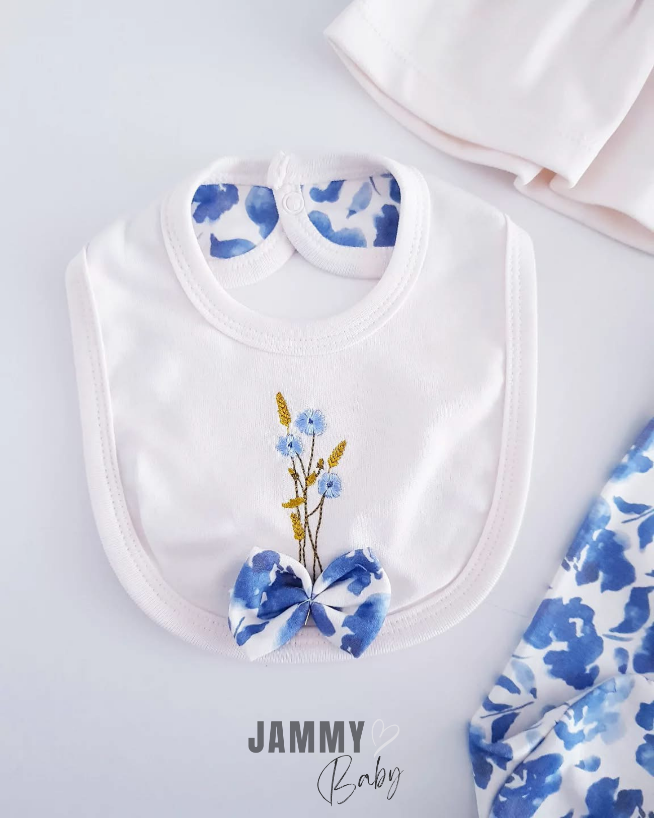 Bloom Floral 5-teiliges Neugeborenen-Set – Babyblau