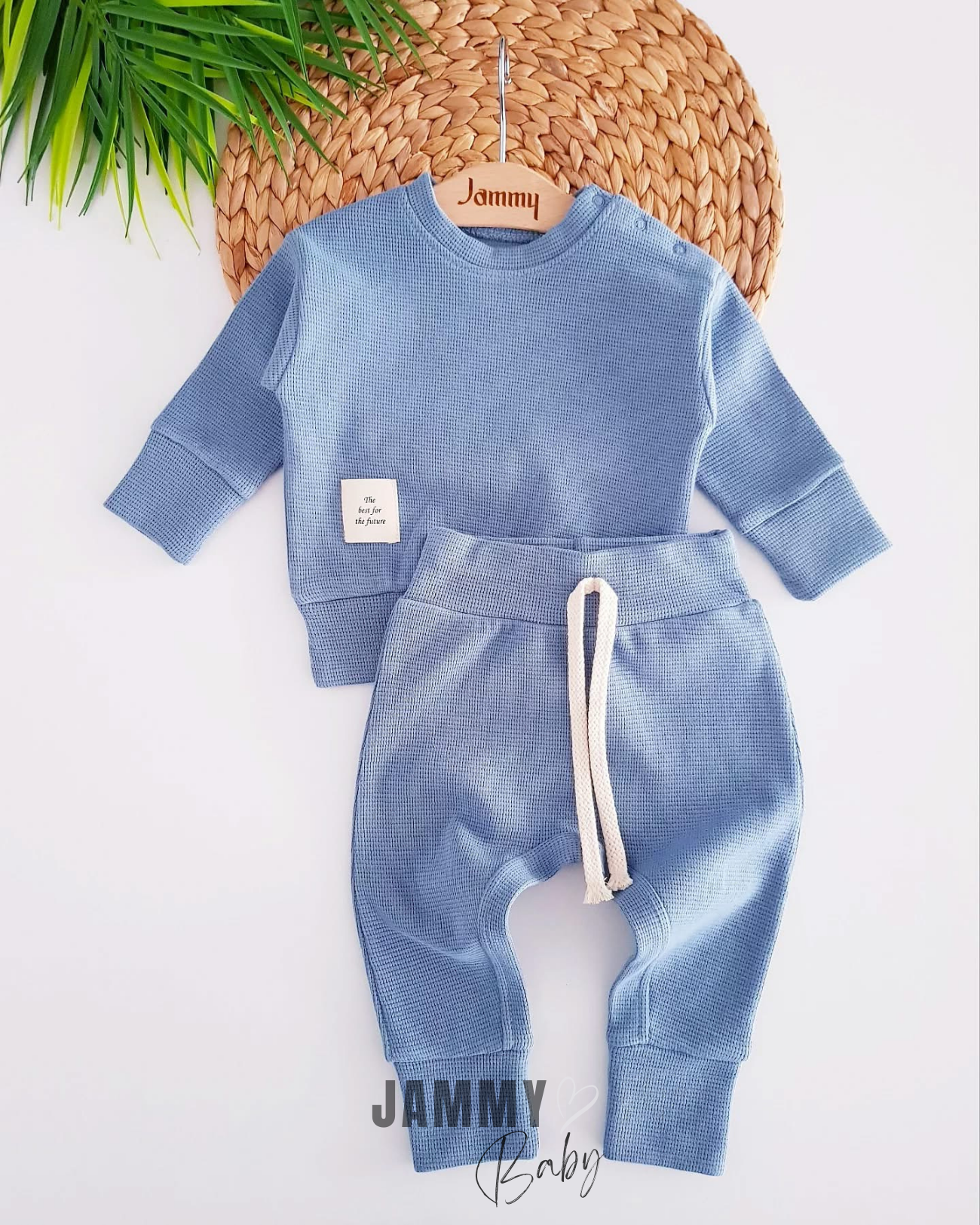 Boris Waffle Textured 2 Piece Set-İNDİGO