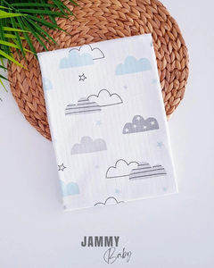 Cloud Patterned Muslin Blanket