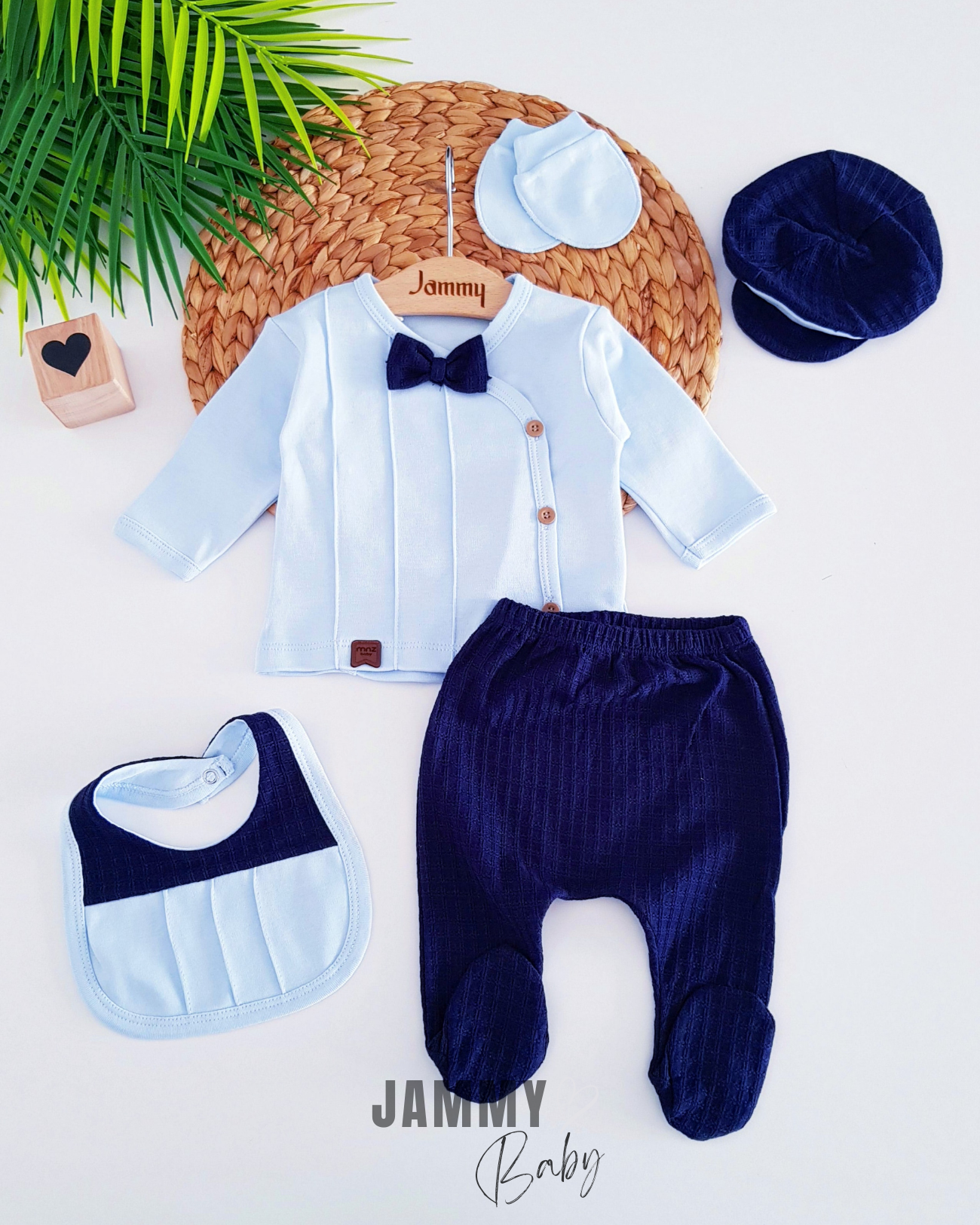 Carlo Cap 5 Piece Newborn Set-NAVY BLUE