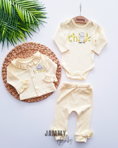 Chick Cardigan Seasonal 3-Piece Suit-YELLOW