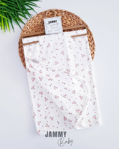 Crispy Floral Patterned Double Layer Combed Cotton Baby Blanket-WHITE