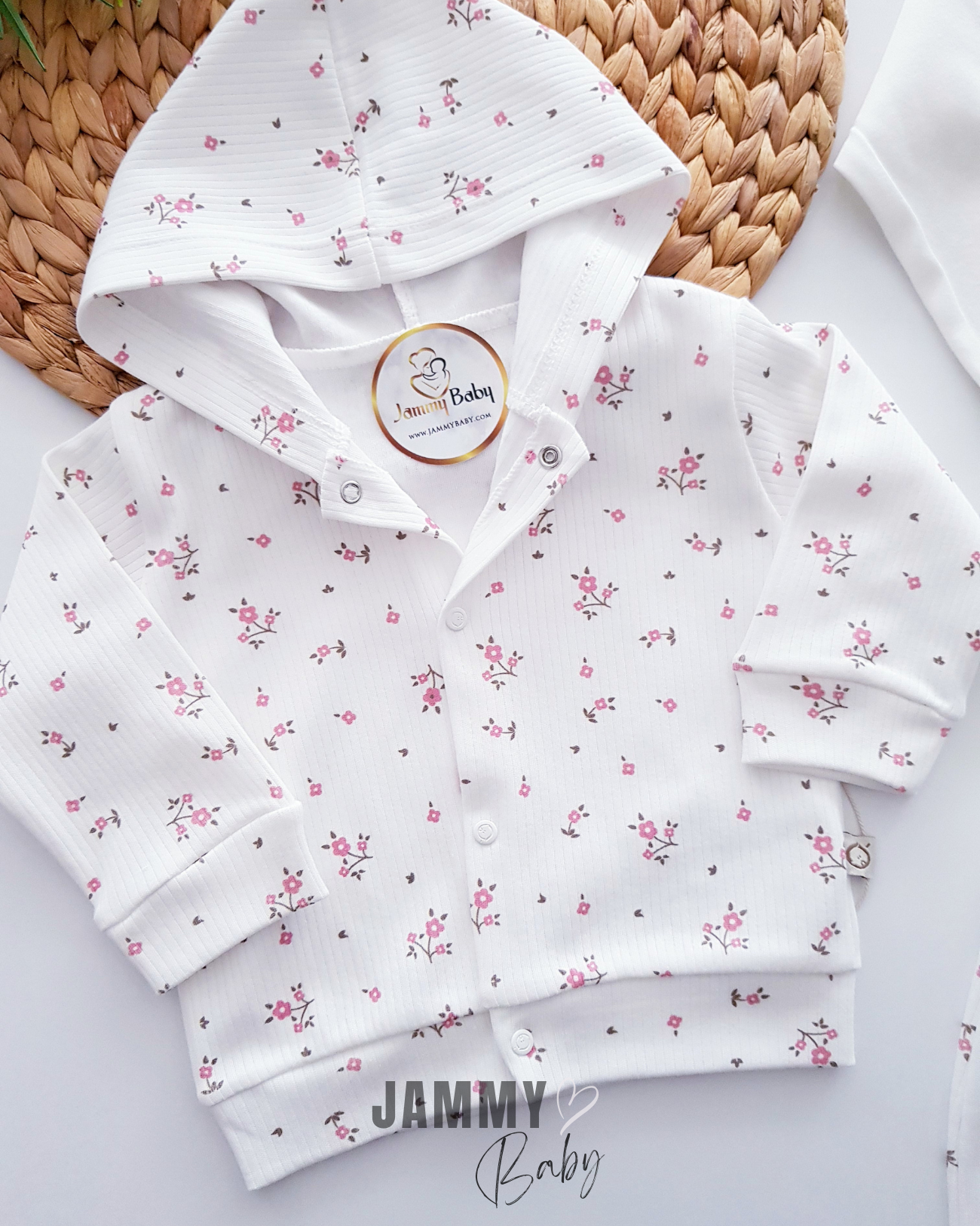 Cardigan Floral Crispy Ensemble Saisonnier 3 Pièces-Blanc