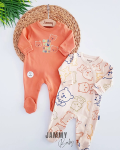 Farbenfrohes und süßes 2-teiliges Jumpsuit-Set – Helles Zimt