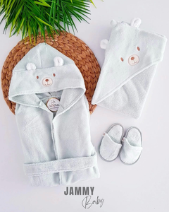 Cute Bear 3 Piece Bathrobe Set-GREEN