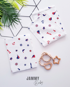 Sea Themed Muslin Blanket-EKRU