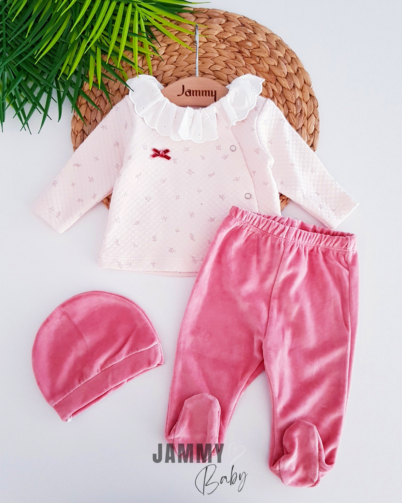 Destini Quilted Bodysuit & Velvet Trousers 3-Piece Set-DRY ROSE