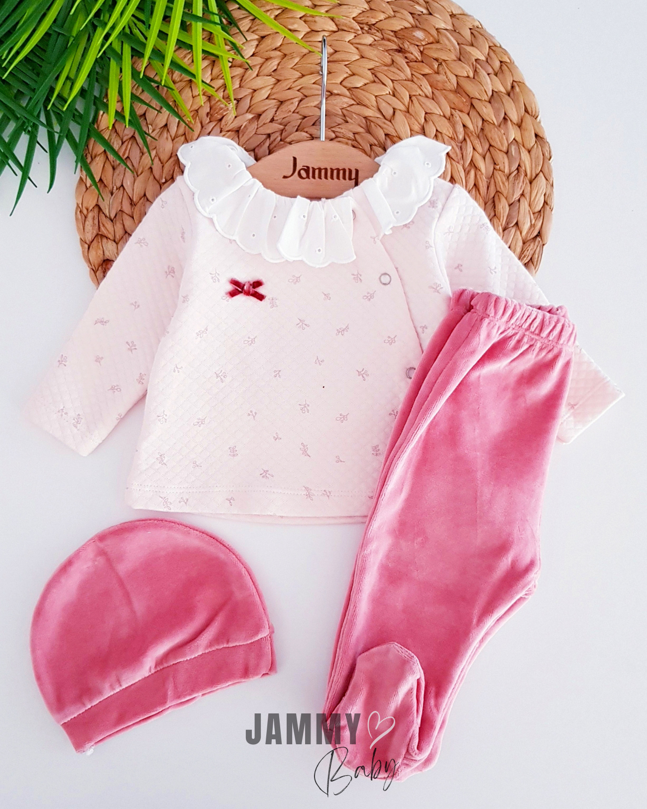 Destini Quilted Bodysuit & Velvet Trousers 3-Piece Set-DRY ROSE