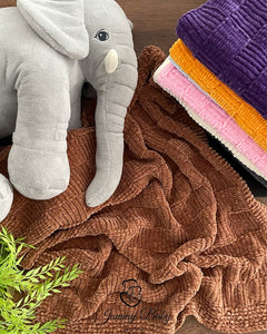 Hand Knitted Baby Blanket - BROWN