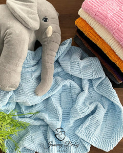 Hand Knitted Baby Blanket - BLUE